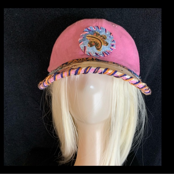 Pink and Blue Floral Accent Baseball Hat - Picture 2 of 6